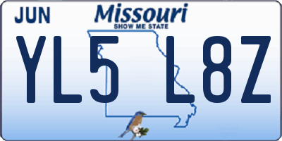 MO license plate YL5L8Z