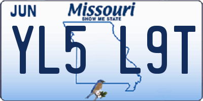 MO license plate YL5L9T