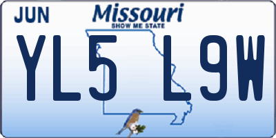 MO license plate YL5L9W