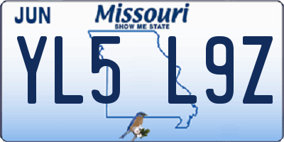 MO license plate YL5L9Z