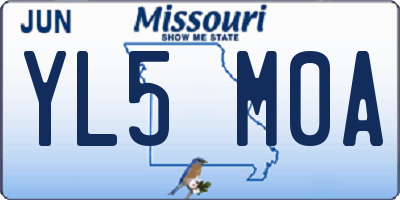 MO license plate YL5M0A