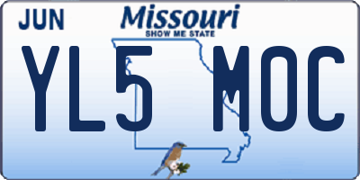 MO license plate YL5M0C
