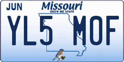 MO license plate YL5M0F
