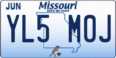 MO license plate YL5M0J