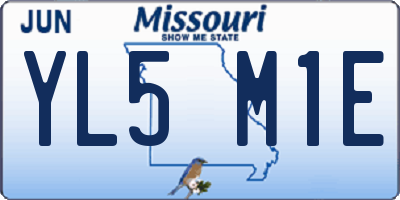 MO license plate YL5M1E