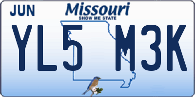 MO license plate YL5M3K