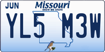 MO license plate YL5M3W