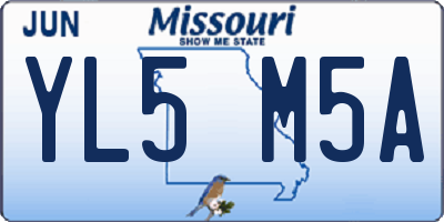 MO license plate YL5M5A