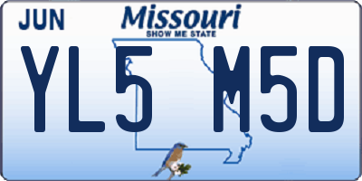 MO license plate YL5M5D