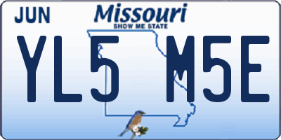 MO license plate YL5M5E