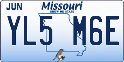 MO license plate YL5M6E