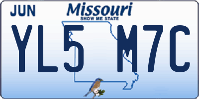 MO license plate YL5M7C
