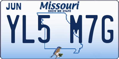 MO license plate YL5M7G