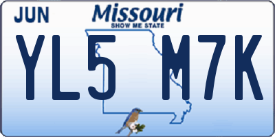 MO license plate YL5M7K