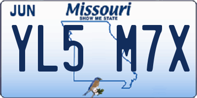 MO license plate YL5M7X
