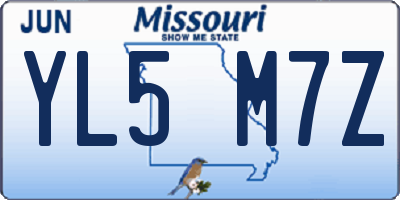 MO license plate YL5M7Z