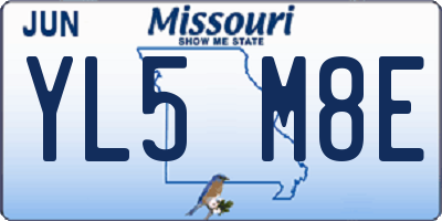 MO license plate YL5M8E