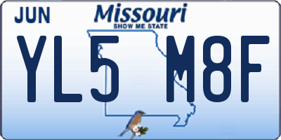 MO license plate YL5M8F
