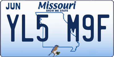 MO license plate YL5M9F