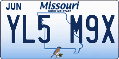 MO license plate YL5M9X