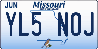MO license plate YL5N0J