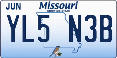 MO license plate YL5N3B
