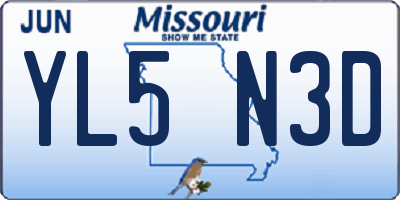 MO license plate YL5N3D