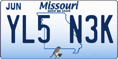 MO license plate YL5N3K