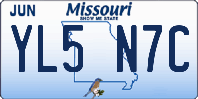 MO license plate YL5N7C