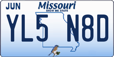 MO license plate YL5N8D