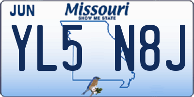 MO license plate YL5N8J