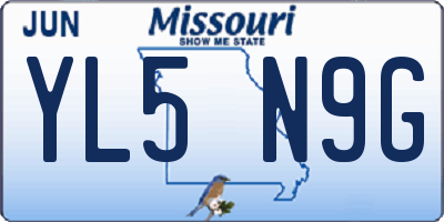 MO license plate YL5N9G