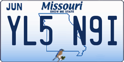 MO license plate YL5N9I