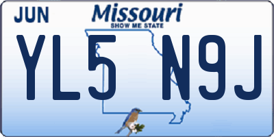 MO license plate YL5N9J