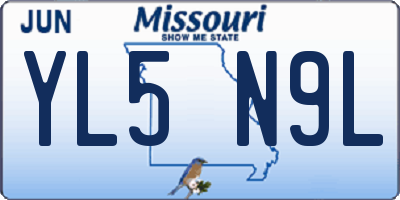 MO license plate YL5N9L