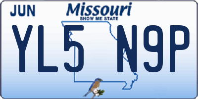 MO license plate YL5N9P