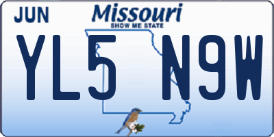 MO license plate YL5N9W