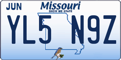 MO license plate YL5N9Z