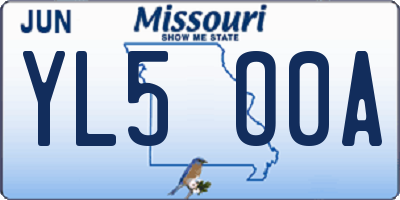 MO license plate YL5O0A
