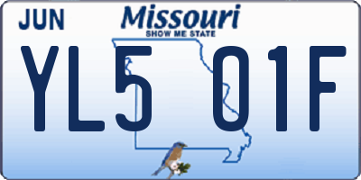 MO license plate YL5O1F