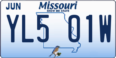MO license plate YL5O1W