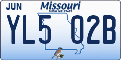 MO license plate YL5O2B