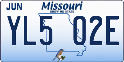 MO license plate YL5O2E