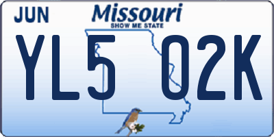MO license plate YL5O2K