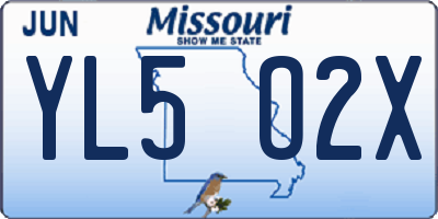 MO license plate YL5O2X