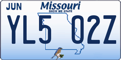 MO license plate YL5O2Z