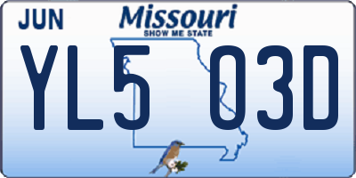 MO license plate YL5O3D
