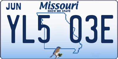 MO license plate YL5O3E