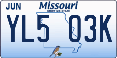 MO license plate YL5O3K