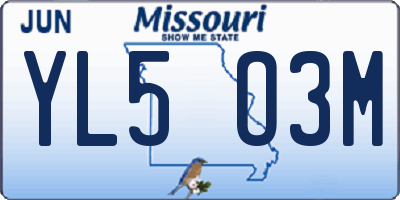 MO license plate YL5O3M